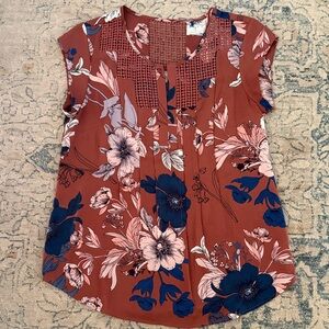 Daniel Rainn Rust Floral Blouse